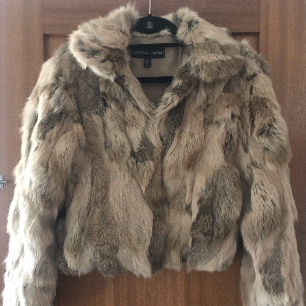 Adrienne Landau rabbit fur coat size small